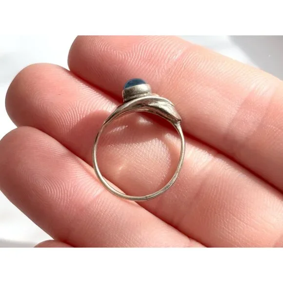 London Blue Topaz Ocean Drop 14k Accents Sterling Silver 925 Vintage Ring - sz 5